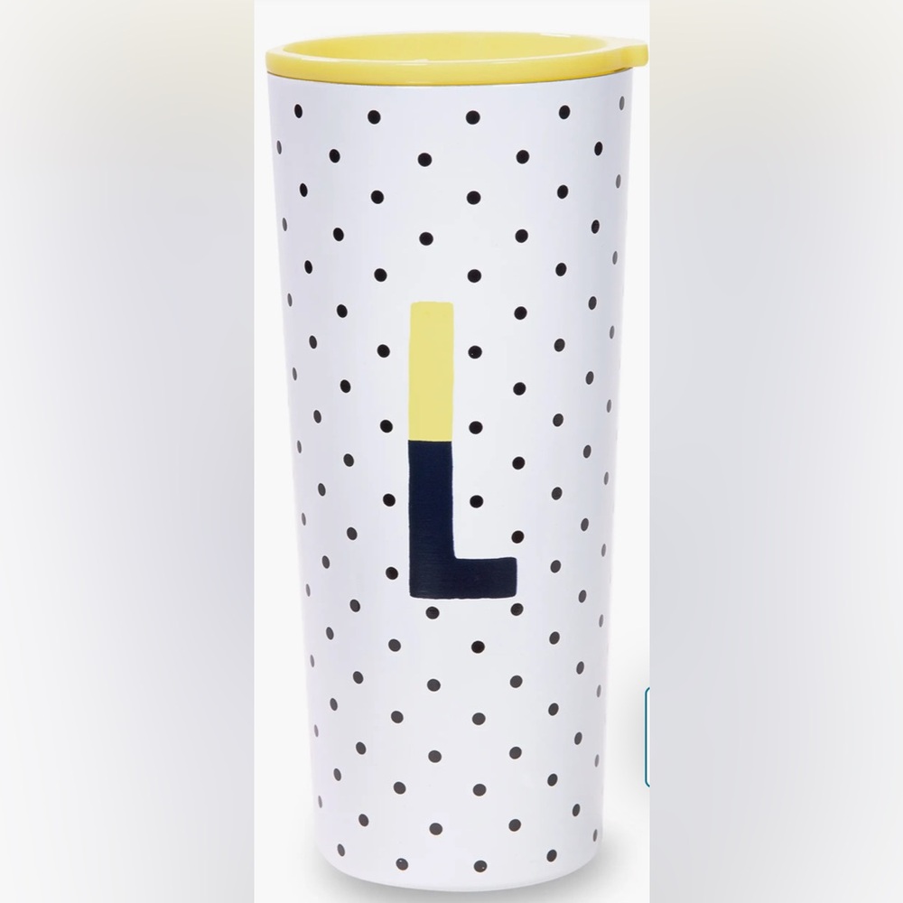 KATE SPADE Sparks of Joy Stainless Steel Tumbler 24 Oz Initial L - NEW!